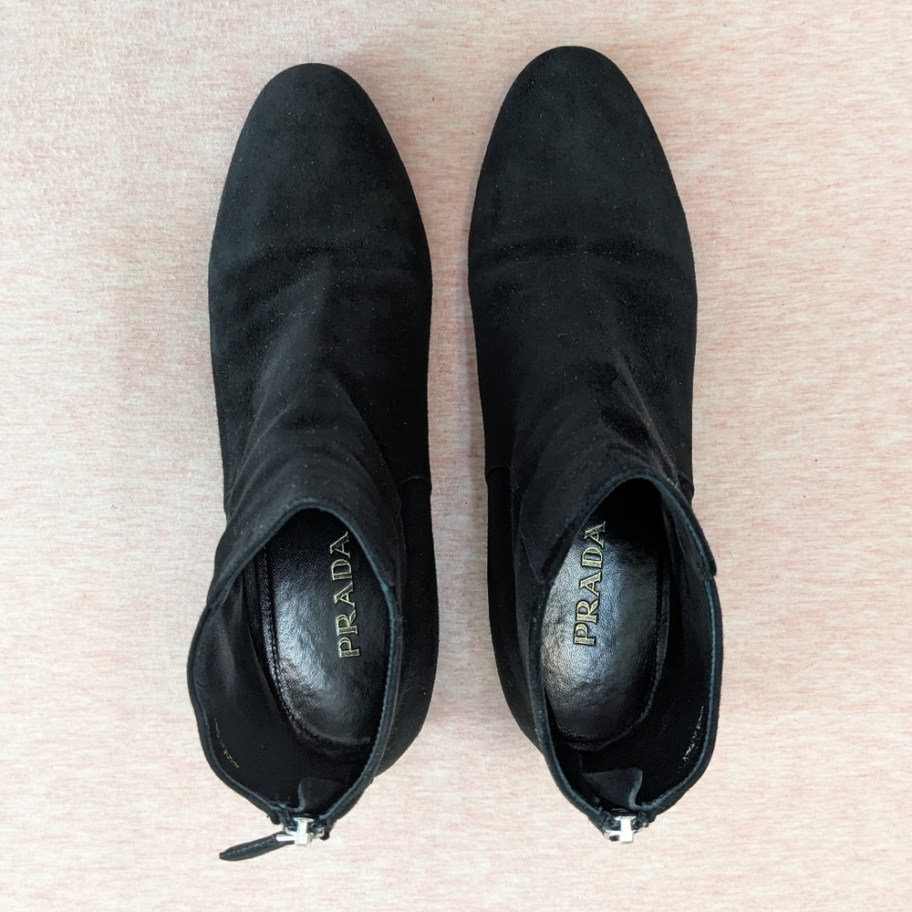 Prada Calzature Donna Camoscio Nero Ankle Boots - Picture 4 of 9